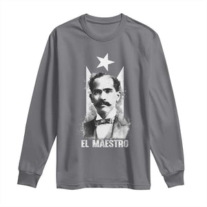 Pedro Albizu Campos Long Sleeve Shirt El Maestro Black Puerto Rico Flag TS11 Charcoal Print Your Wear
