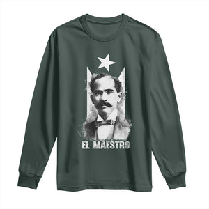 Pedro Albizu Campos Long Sleeve Shirt El Maestro Black Puerto Rico Flag TS11 Dark Forest Green Print Your Wear