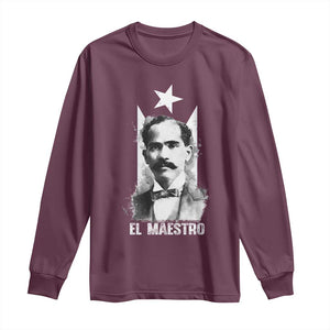 Pedro Albizu Campos Long Sleeve Shirt El Maestro Black Puerto Rico Flag TS11 Maroon Print Your Wear