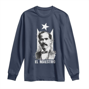 Pedro Albizu Campos Long Sleeve Shirt El Maestro Black Puerto Rico Flag TS11 Navy Print Your Wear