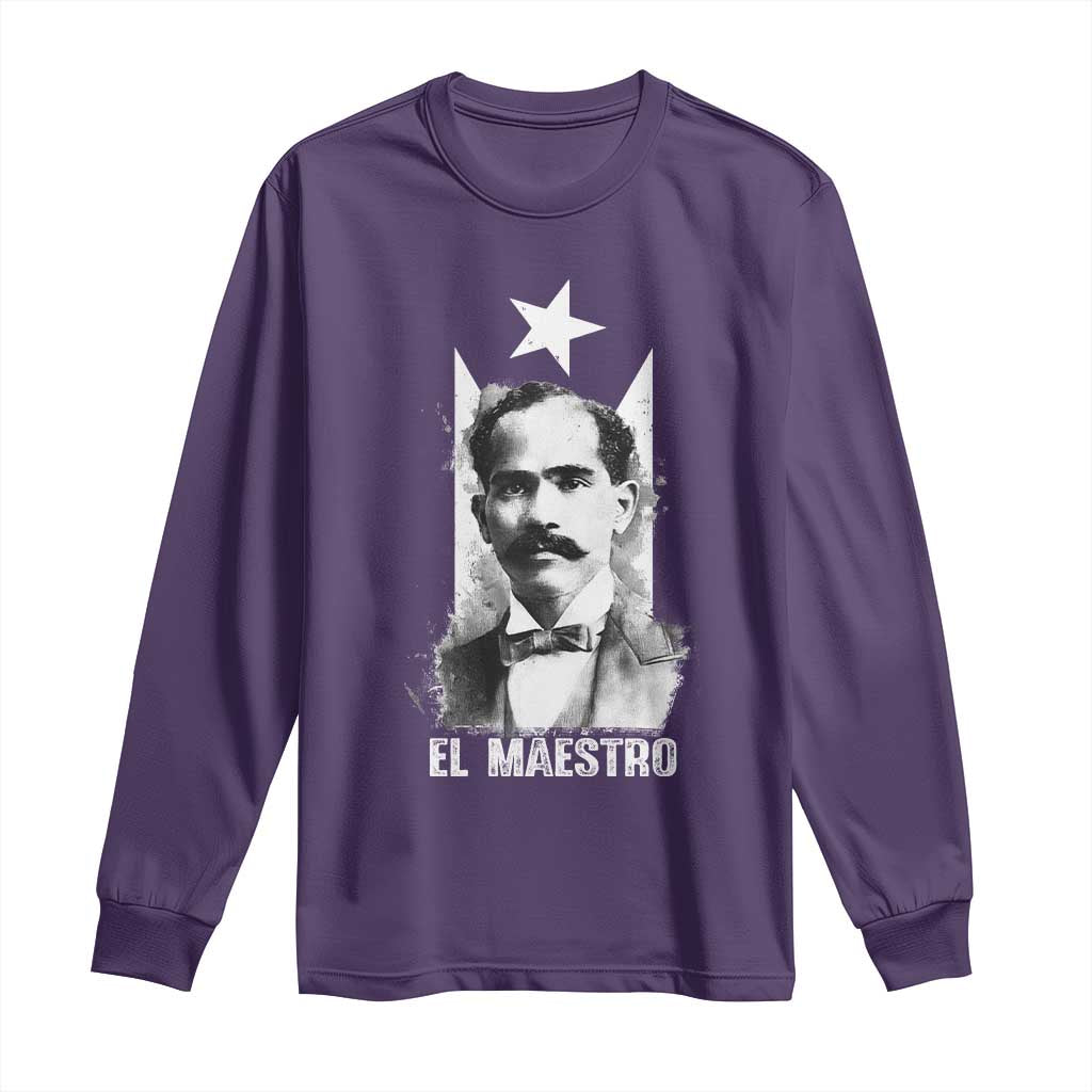 Pedro Albizu Campos Long Sleeve Shirt El Maestro Black Puerto Rico Flag TS11 Purple Print Your Wear