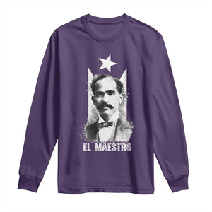 Pedro Albizu Campos Long Sleeve Shirt El Maestro Black Puerto Rico Flag TS11 Purple Print Your Wear