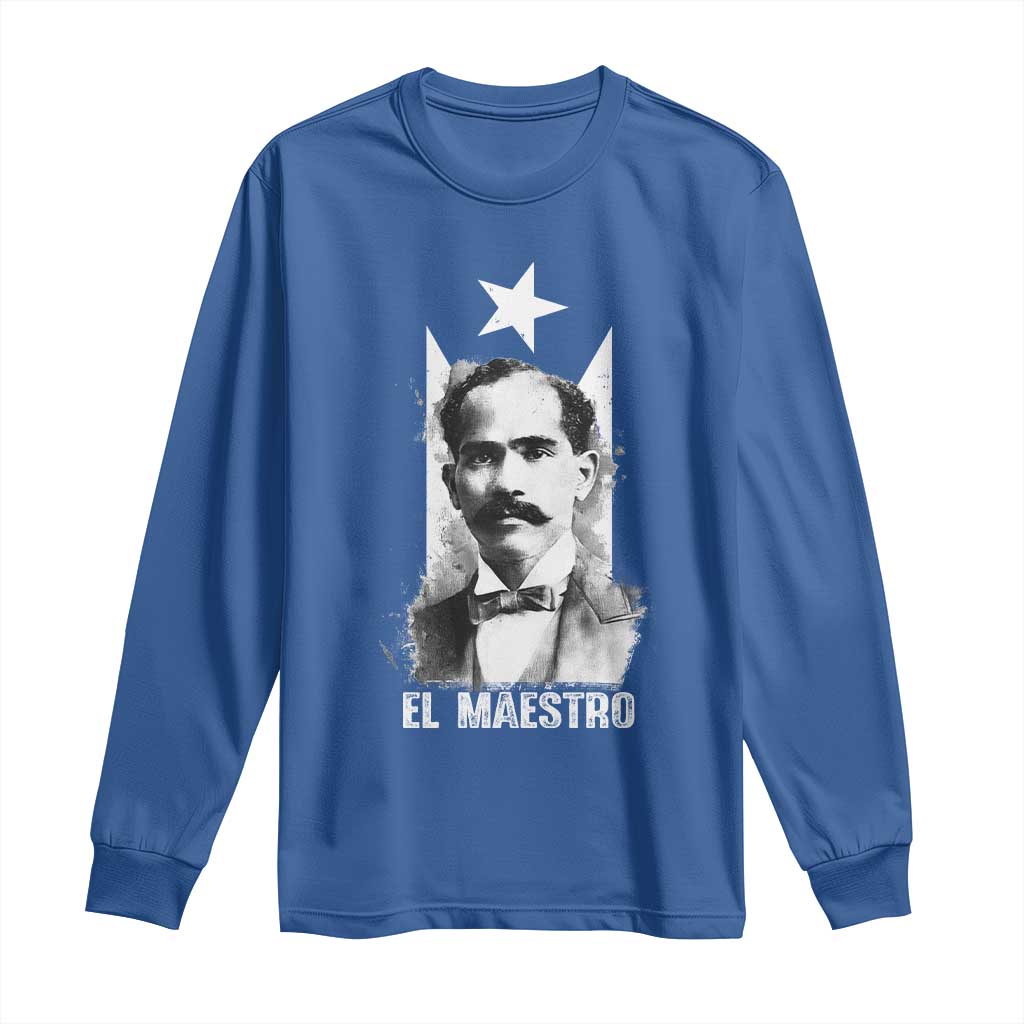 Pedro Albizu Campos Long Sleeve Shirt El Maestro Black Puerto Rico Flag TS11 Royal Blue Print Your Wear