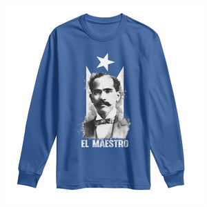 Pedro Albizu Campos Long Sleeve Shirt El Maestro Black Puerto Rico Flag TS11 Royal Blue Print Your Wear