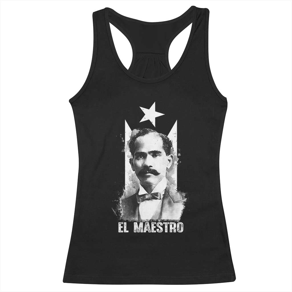 Pedro Albizu Campos Racerback Tank Top El Maestro Black Puerto Rico Flag TS11 Black Print Your Wear