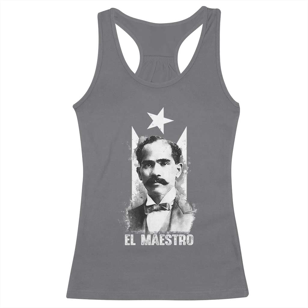 Pedro Albizu Campos Racerback Tank Top El Maestro Black Puerto Rico Flag TS11 Charcoal Print Your Wear
