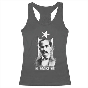 Pedro Albizu Campos Racerback Tank Top El Maestro Black Puerto Rico Flag TS11 Dark Heather Print Your Wear