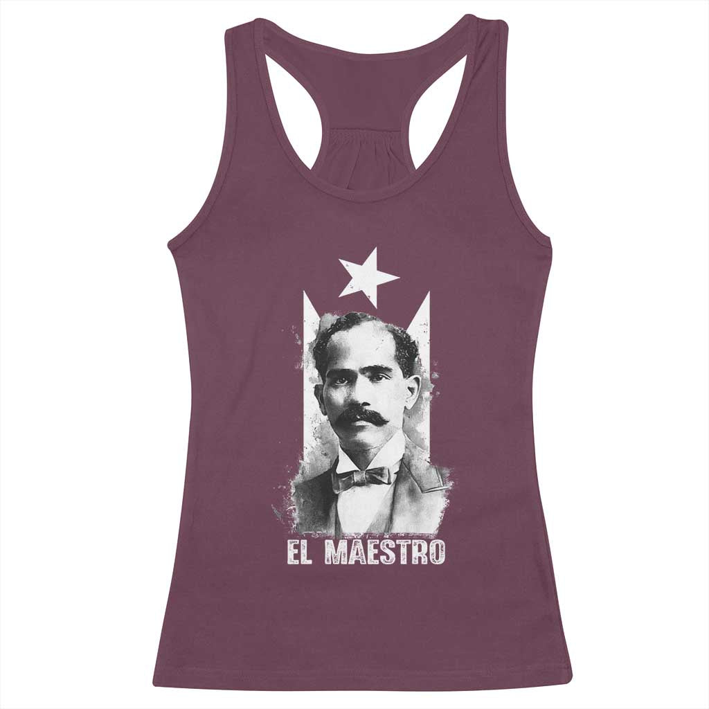 Pedro Albizu Campos Racerback Tank Top El Maestro Black Puerto Rico Flag TS11 Maroon Print Your Wear