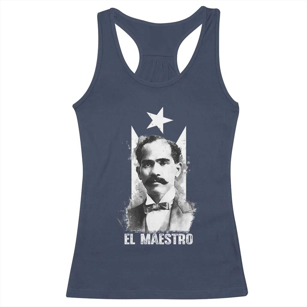 Pedro Albizu Campos Racerback Tank Top El Maestro Black Puerto Rico Flag TS11 Navy Print Your Wear