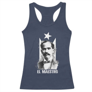 Pedro Albizu Campos Racerback Tank Top El Maestro Black Puerto Rico Flag TS11 Navy Print Your Wear