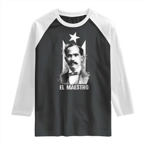 Pedro Albizu Campos Raglan Shirt El Maestro Black Puerto Rico Flag TS11 Black White Print Your Wear