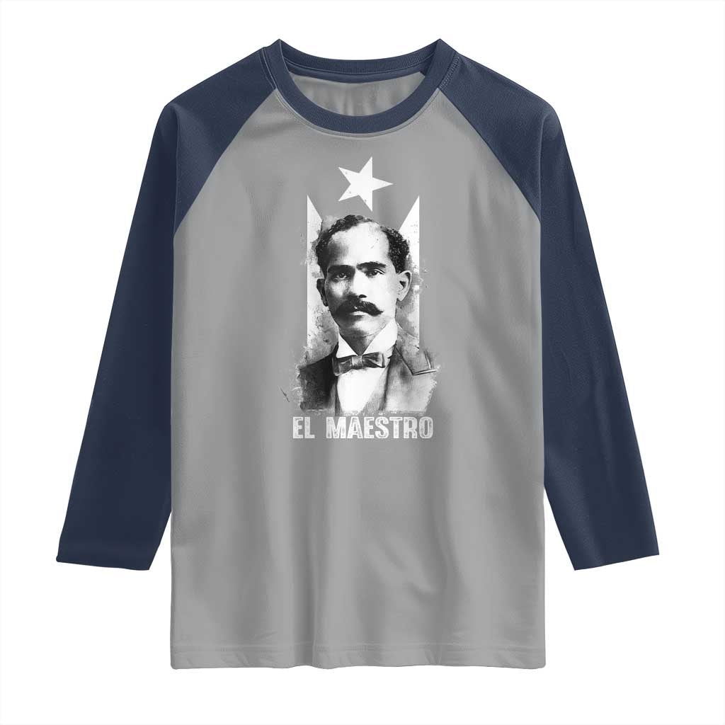 Pedro Albizu Campos Raglan Shirt El Maestro Black Puerto Rico Flag TS11 Sport Gray Navy Print Your Wear