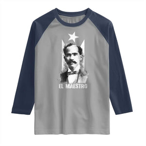 Pedro Albizu Campos Raglan Shirt El Maestro Black Puerto Rico Flag TS11 Sport Gray Navy Print Your Wear