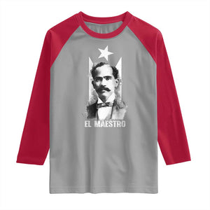Pedro Albizu Campos Raglan Shirt El Maestro Black Puerto Rico Flag TS11 Sport Gray Red Print Your Wear