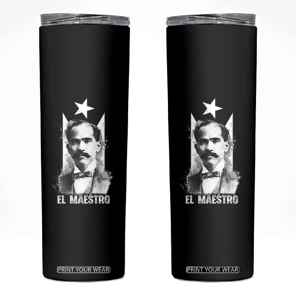 Pedro Albizu Campos Skinny Tumbler El Maestro Black Puerto Rico Flag TS11 Black Print Your Wear