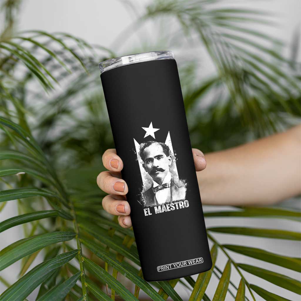Pedro Albizu Campos Skinny Tumbler El Maestro Black Puerto Rico Flag TS11 Print Your Wear