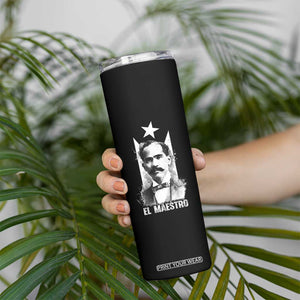 Pedro Albizu Campos Skinny Tumbler El Maestro Black Puerto Rico Flag TS11 Print Your Wear