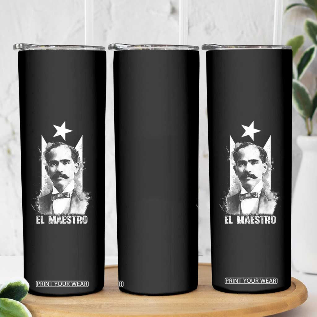 Pedro Albizu Campos Skinny Tumbler El Maestro Black Puerto Rico Flag TS11 Print Your Wear