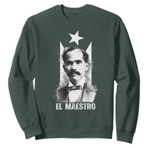 Pedro Albizu Campos Sweatshirt El Maestro Black Puerto Rico Flag TS11 Dark Forest Green Print Your Wear