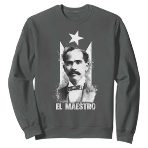 Pedro Albizu Campos Sweatshirt El Maestro Black Puerto Rico Flag TS11 Dark Heather Print Your Wear