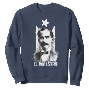 Pedro Albizu Campos Sweatshirt El Maestro Black Puerto Rico Flag TS11 Navy Print Your Wear