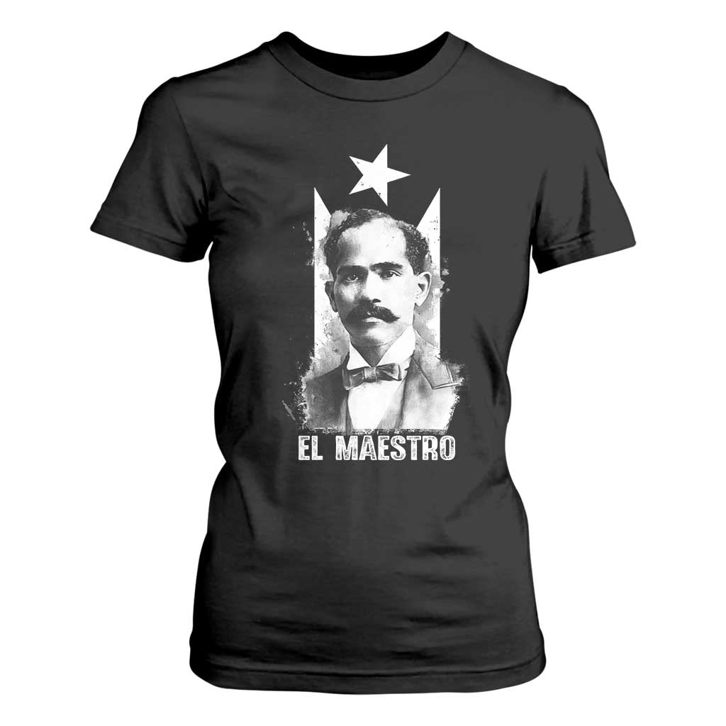Pedro Albizu Campos T Shirt For Women El Maestro Black Puerto Rico Flag - Print Your Wear