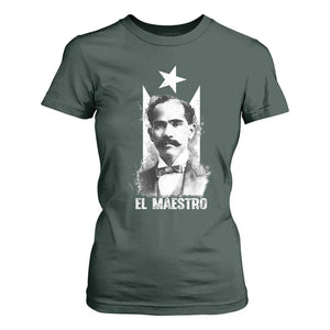 Pedro Albizu Campos T Shirt For Women El Maestro Black Puerto Rico Flag TS11 Dark Forest Green Print Your Wear