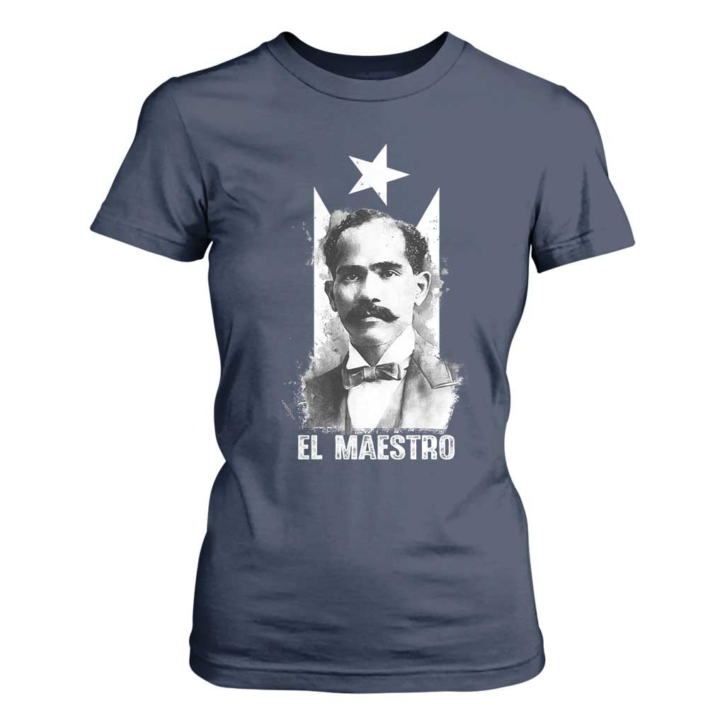 Pedro Albizu Campos T Shirt For Women El Maestro Black Puerto Rico Flag TS11 Navy Print Your Wear