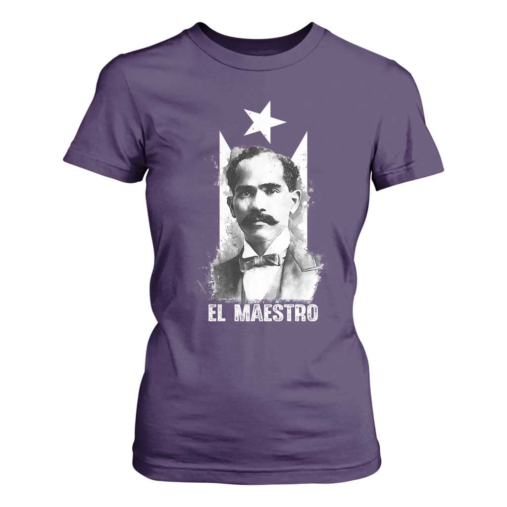 Pedro Albizu Campos T Shirt For Women El Maestro Black Puerto Rico Flag TS11 Purple Print Your Wear