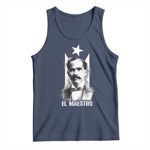 Pedro Albizu Campos Tank Top El Maestro Black Puerto Rico Flag TS11 Navy Print Your Wear