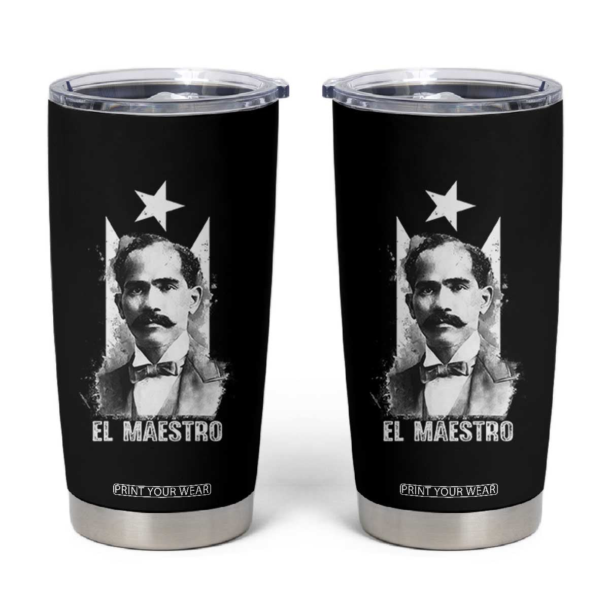Pedro Albizu Campos Tumbler Cup El Maestro Black Puerto Rico Flag TS11 Black Print Your Wear