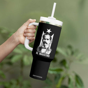 Pedro Albizu Campos Tumbler With Handle El Maestro Black Puerto Rico Flag TS11 Print Your Wear