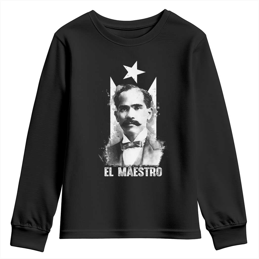 Pedro Albizu Campos Youth Sweatshirt El Maestro Black Puerto Rico Flag TS11 Black Print Your Wear