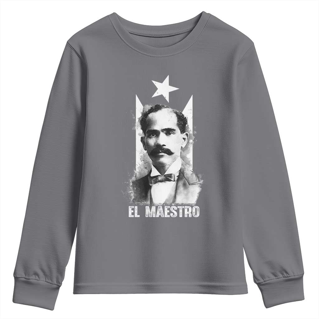 Pedro Albizu Campos Youth Sweatshirt El Maestro Black Puerto Rico Flag TS11 Charcoal Print Your Wear