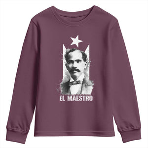 Pedro Albizu Campos Youth Sweatshirt El Maestro Black Puerto Rico Flag TS11 Maroon Print Your Wear