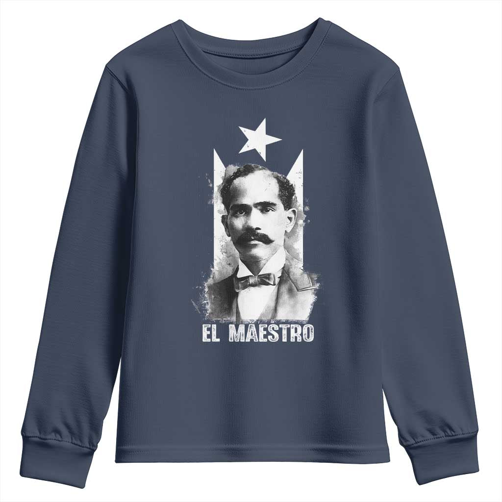 Pedro Albizu Campos Youth Sweatshirt El Maestro Black Puerto Rico Flag TS11 Navy Print Your Wear