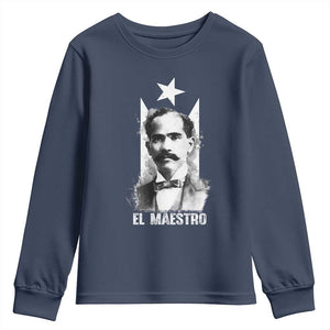 Pedro Albizu Campos Youth Sweatshirt El Maestro Black Puerto Rico Flag TS11 Navy Print Your Wear