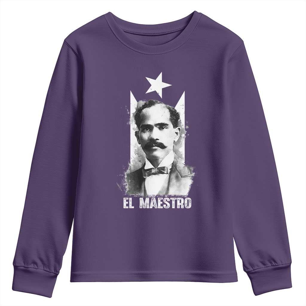 Pedro Albizu Campos Youth Sweatshirt El Maestro Black Puerto Rico Flag TS11 Purple Print Your Wear