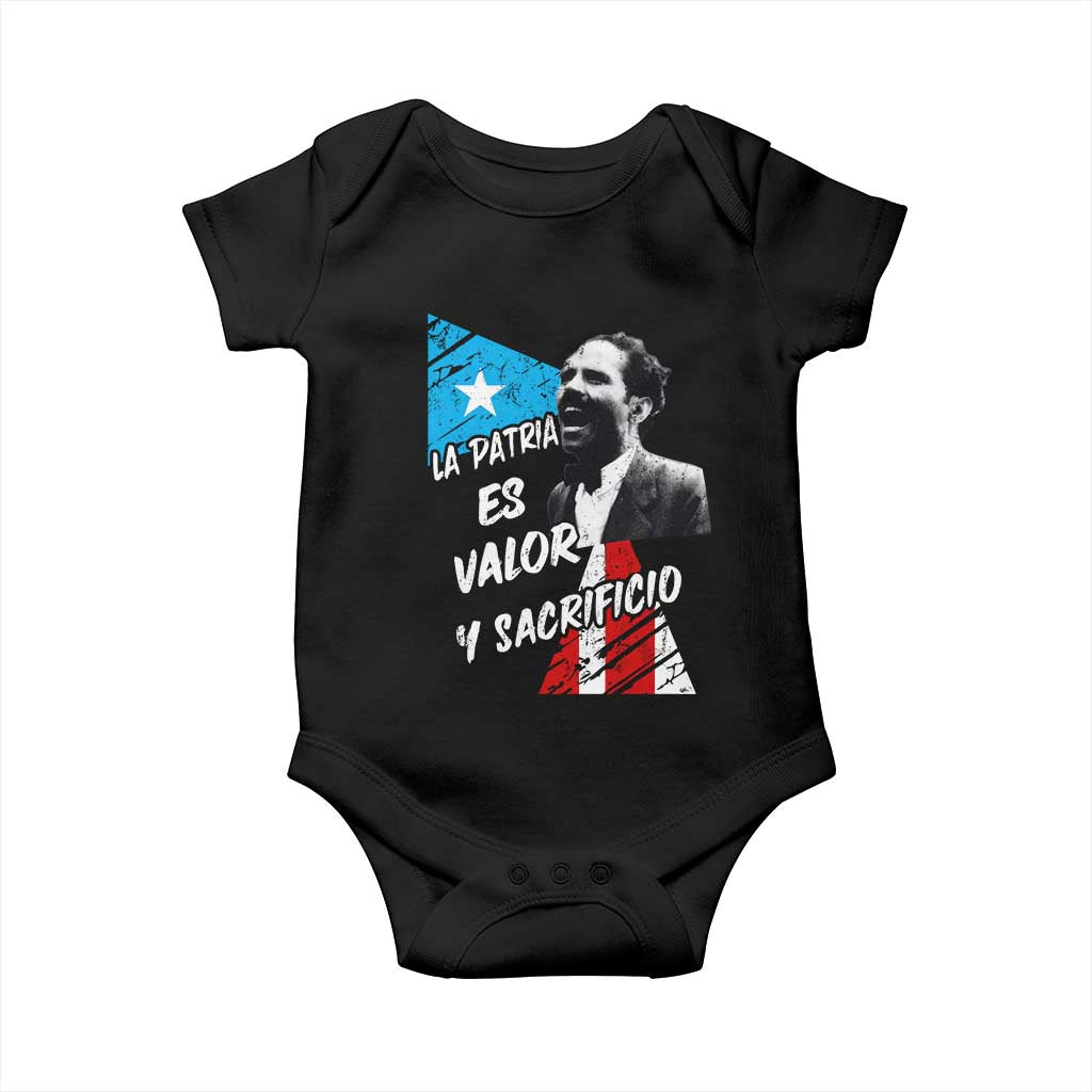 Pedro Albizu Campos Baby Onesie La Patria Es Valor Y Sacrificio Puerto Rican Leader TS11 Black Print Your Wear