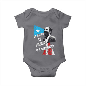 Pedro Albizu Campos Baby Onesie La Patria Es Valor Y Sacrificio Puerto Rican Leader TS11 Charcoal Print Your Wear