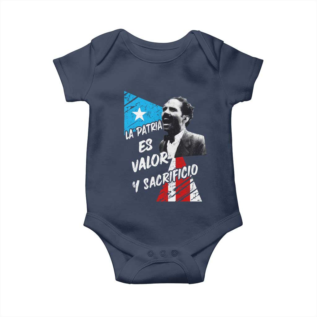 Pedro Albizu Campos Baby Onesie La Patria Es Valor Y Sacrificio Puerto Rican Leader TS11 Navy Print Your Wear