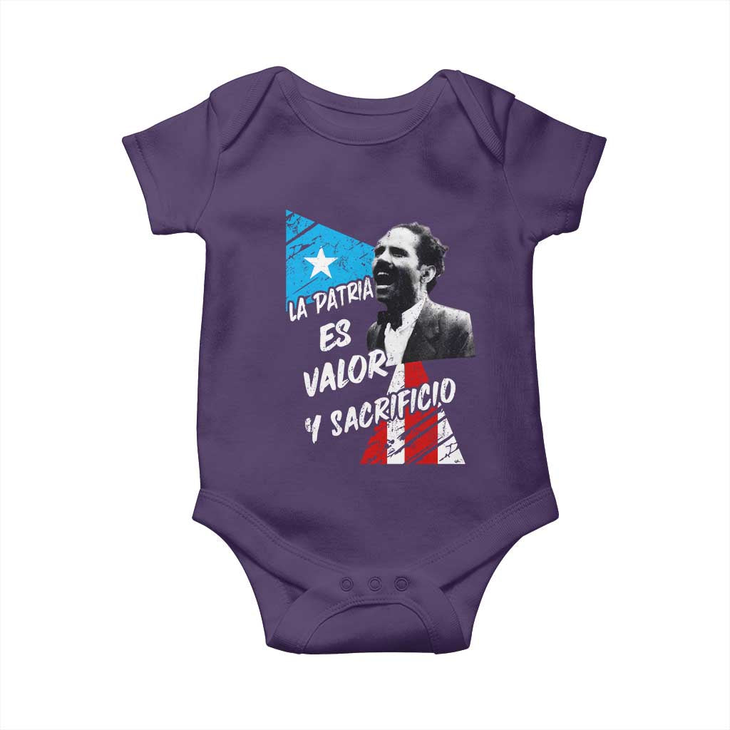 Pedro Albizu Campos Baby Onesie La Patria Es Valor Y Sacrificio Puerto Rican Leader TS11 Purple Print Your Wear