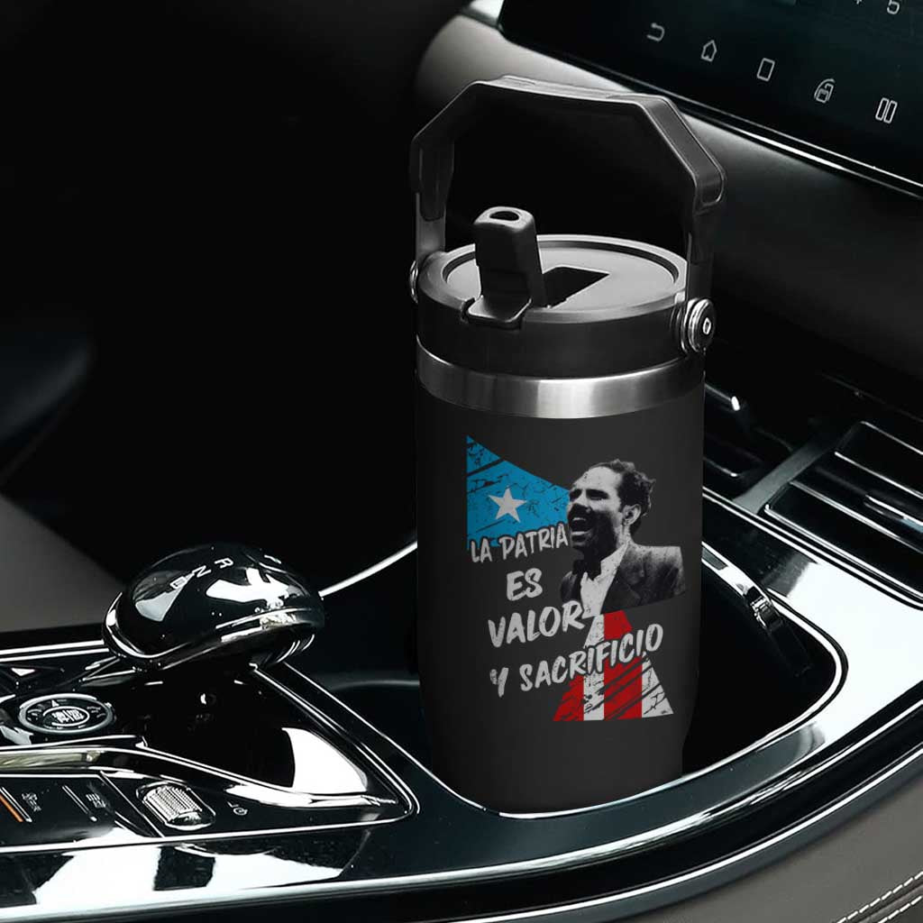 Pedro Albizu Campos Flip Straw Tumbler La Patria Es Valor Y Sacrificio Puerto Rican Leader TS11 Print Your Wear