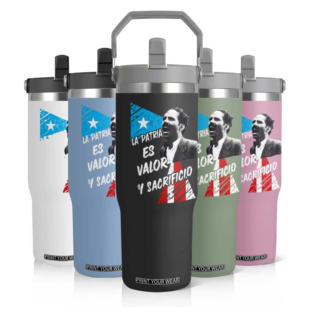Pedro Albizu Campos Flip Straw Tumbler La Patria Es Valor Y Sacrificio Puerto Rican Leader TS11 Print Your Wear