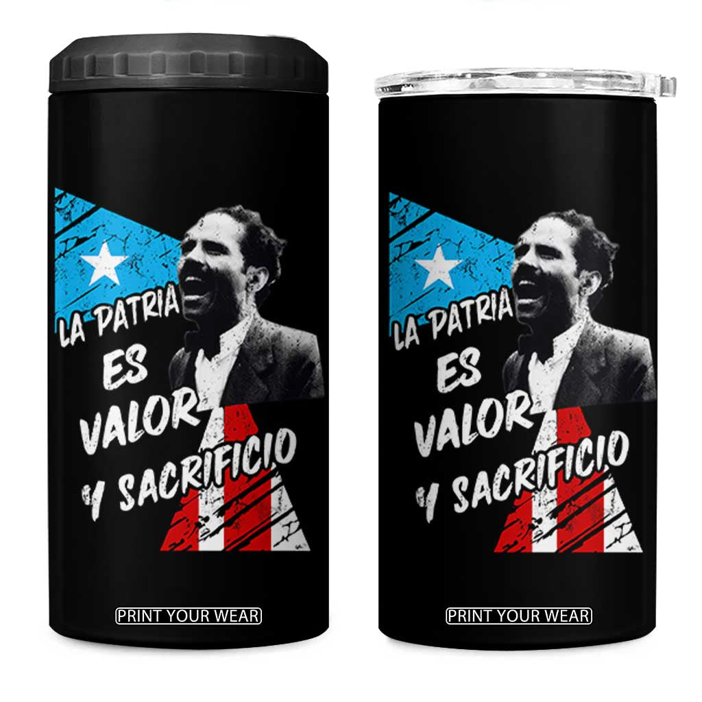 Pedro Albizu Campos 4 in 1 Can Cooler Tumbler La Patria Es Valor Y Sacrificio Puerto Rican Leader TS11 One Size: 16 oz Black Print Your Wear
