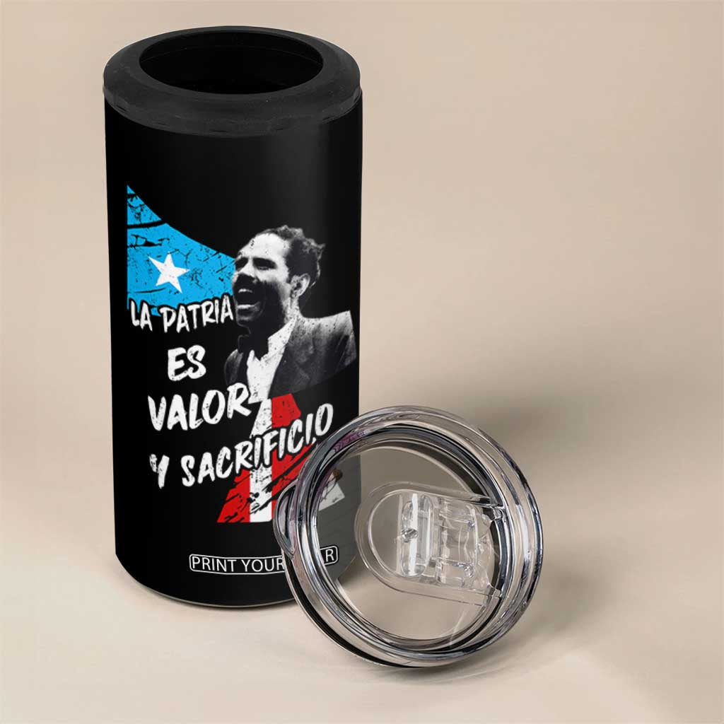 Pedro Albizu Campos 4 in 1 Can Cooler Tumbler La Patria Es Valor Y Sacrificio Puerto Rican Leader TS11 Print Your Wear