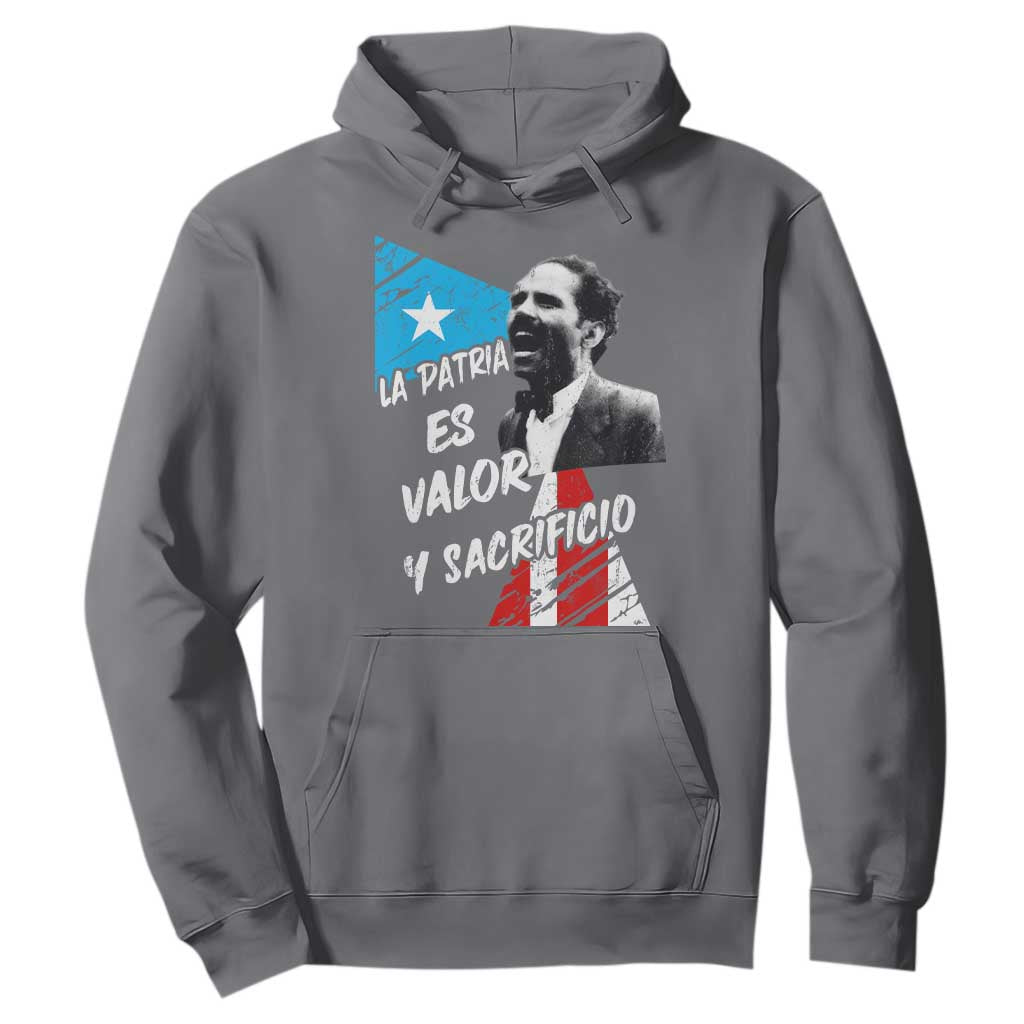Pedro Albizu Campos Hoodie La Patria Es Valor Y Sacrificio Puerto Rican Leader TS11 Charcoal Print Your Wear