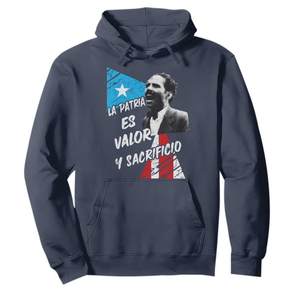 Pedro Albizu Campos Hoodie La Patria Es Valor Y Sacrificio Puerto Rican Leader TS11 Navy Print Your Wear