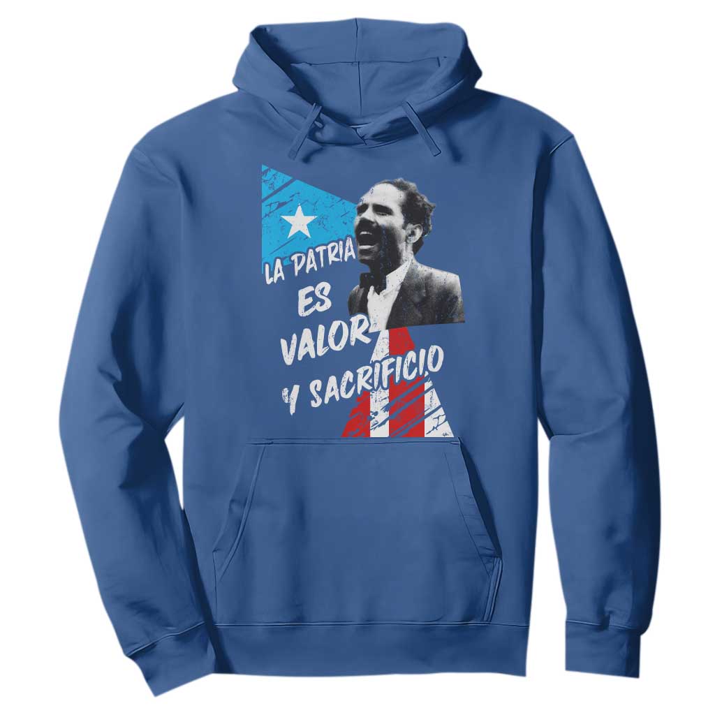 Pedro Albizu Campos Hoodie La Patria Es Valor Y Sacrificio Puerto Rican Leader TS11 Royal Blue Print Your Wear