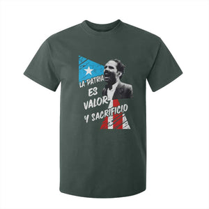 Pedro Albizu Campos T Shirt For Kid La Patria Es Valor Y Sacrificio Puerto Rican Leader TS11 Dark Forest Green Print Your Wear